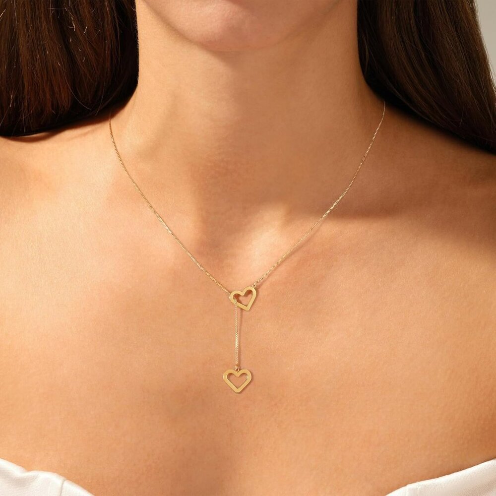 Cute Heart Necklace Tiny 14k Gold Heart Pendant Choker Necklaces Small Gold Love - Picture 2 of 8